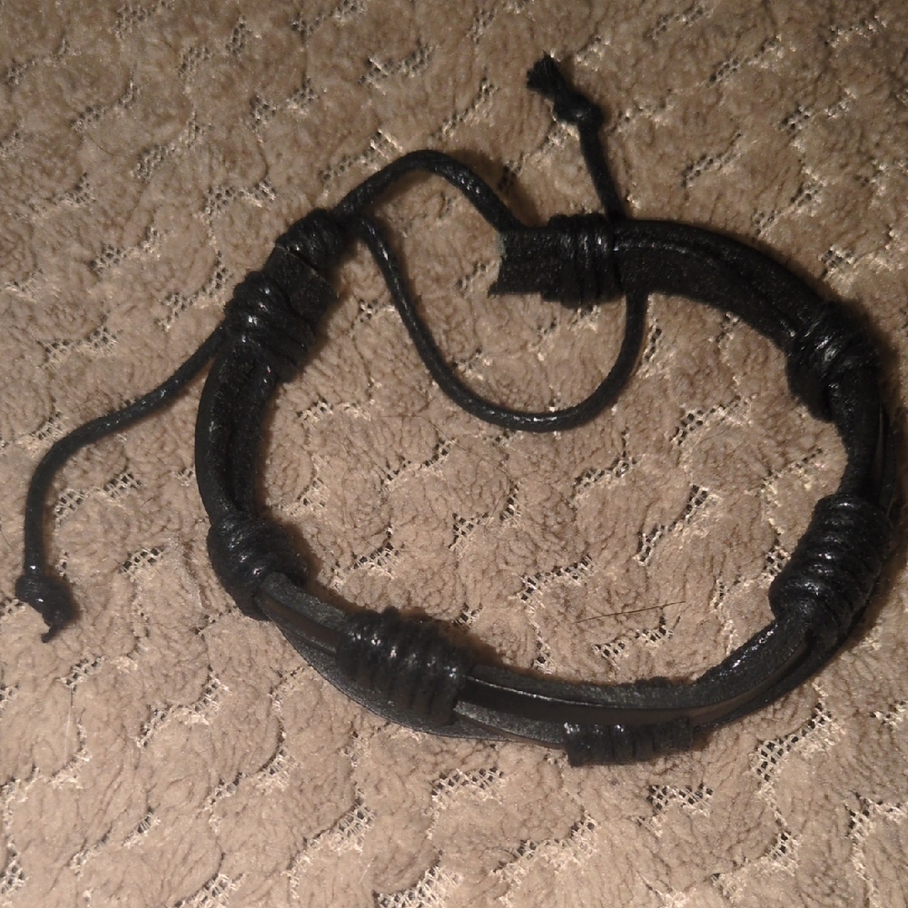 3/$15 Black Leather Bracelet for Men
